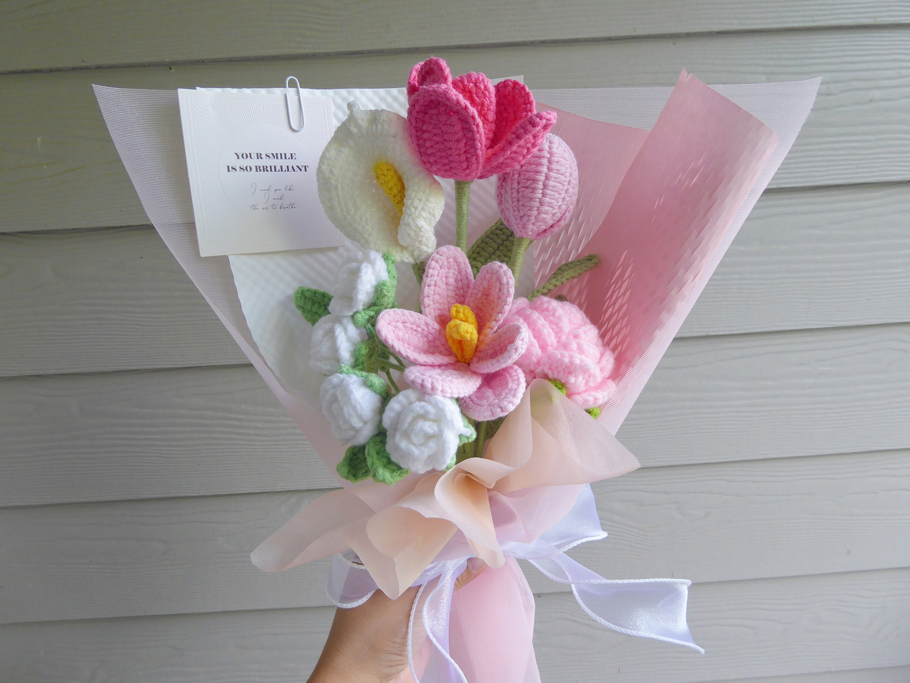 Crochet Flowers Bouquet Handmade, Finished Product, Rose,Lily,Tulip, Anniversary,Birthday girlfriend mother knit forever long distance gift